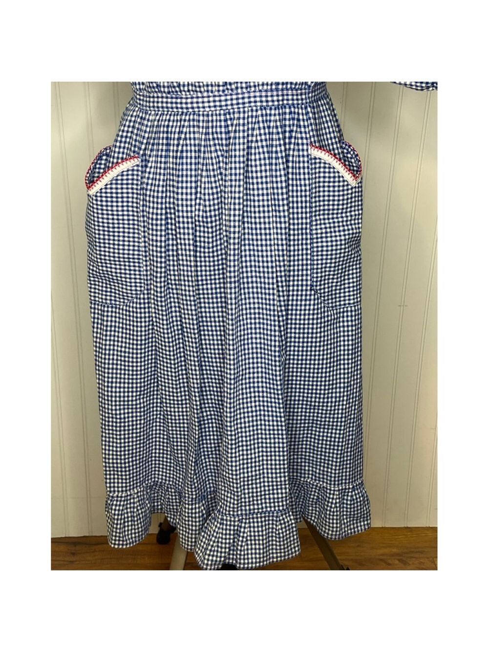 Vintage 70’s Gingham Apron Dress - Picture 3 of 8